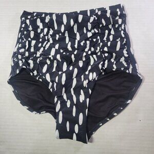 Shapermint High-Waisted Black & White Polka Dot Control Bikini Bottoms Size L
